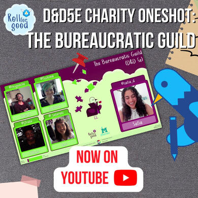Promo graphic for ttrpg game "The Bureaucratic Guild" with photos of each player